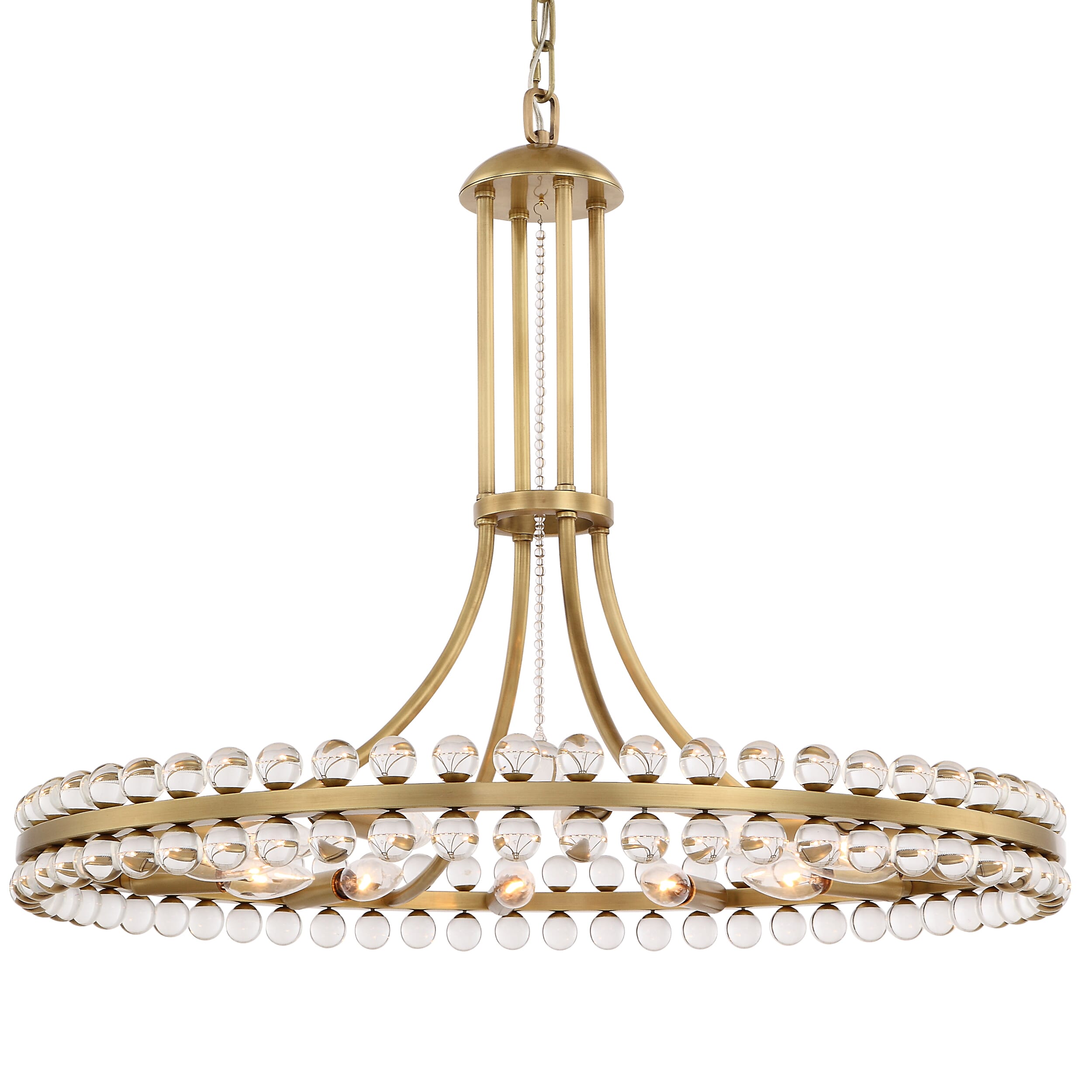 Crystorama Clover 12-Light 25" Modern Chandelier in Aged Brass with Clear Hand Cut Crysta