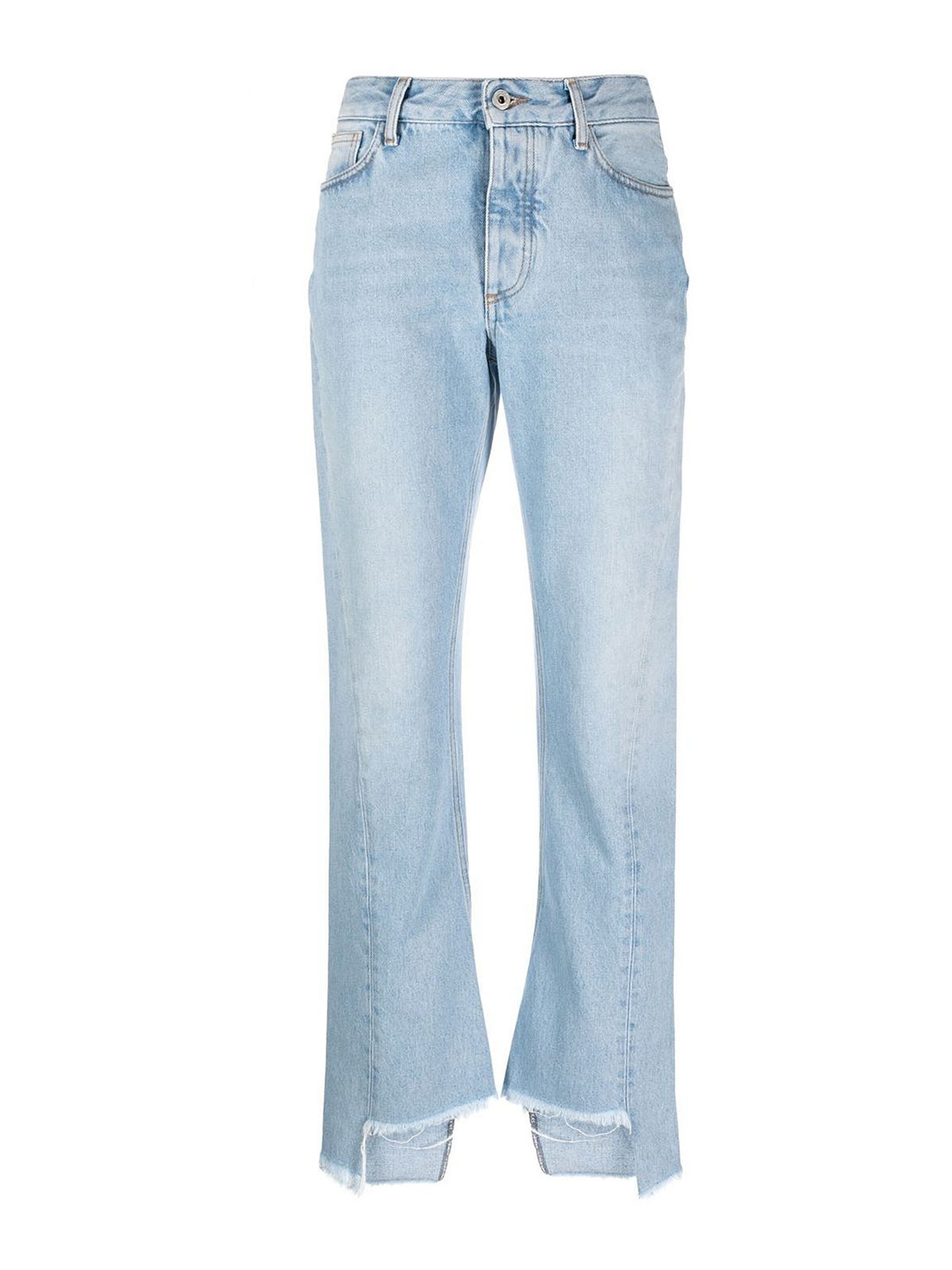 Frayed-edge straight-leg jeans with logo
