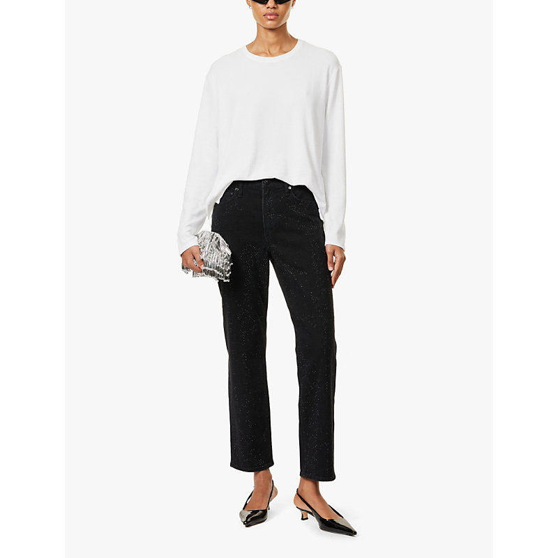 Womens Sirinjewel Harlow Rhinestone-embellishment Straight-leg Mid-rise Stretch-denim Jeans