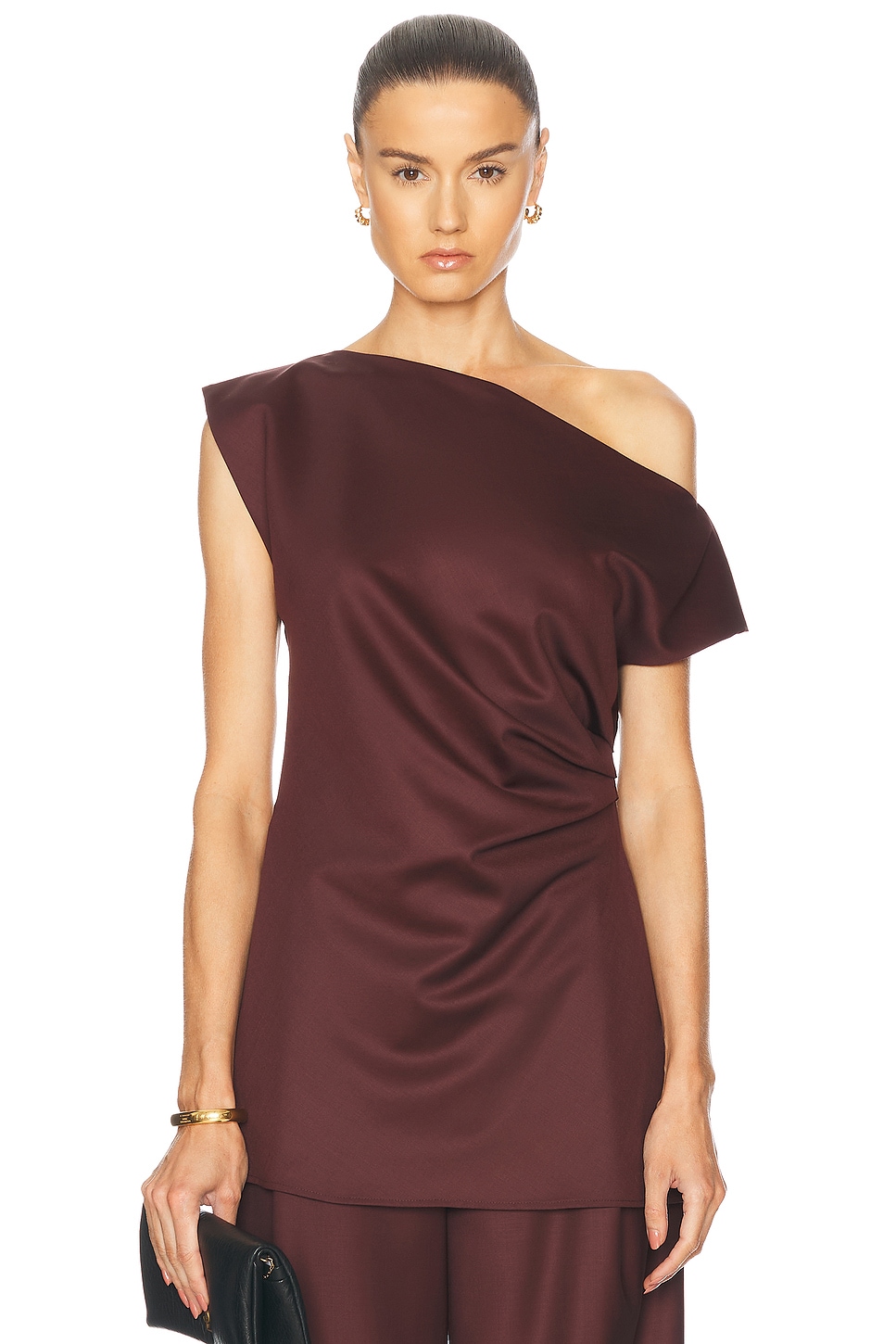SEV Draped Top in Burgundy - Burgundy.  40 also in