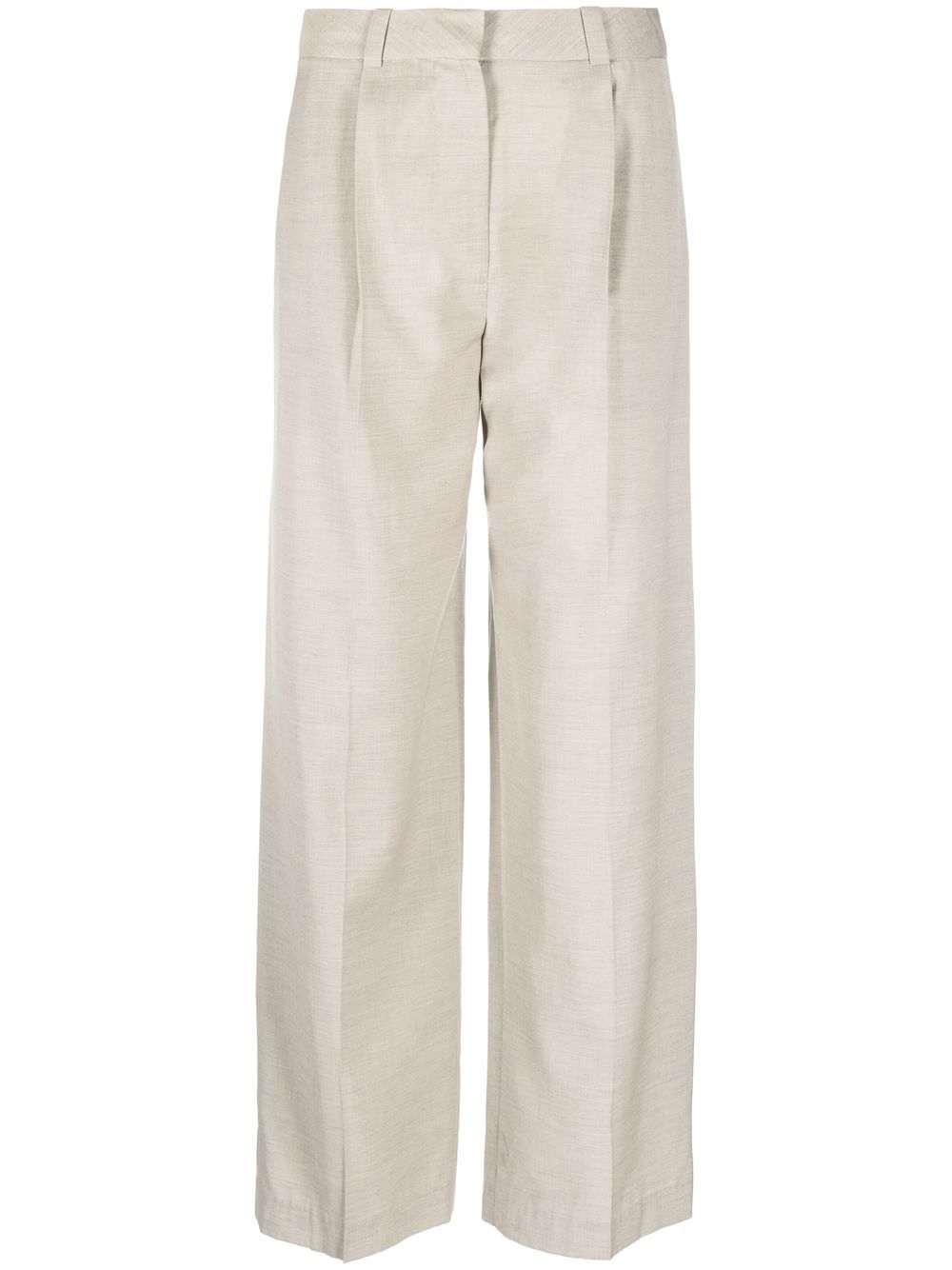 High-waisted pleated trousers - Neutrals