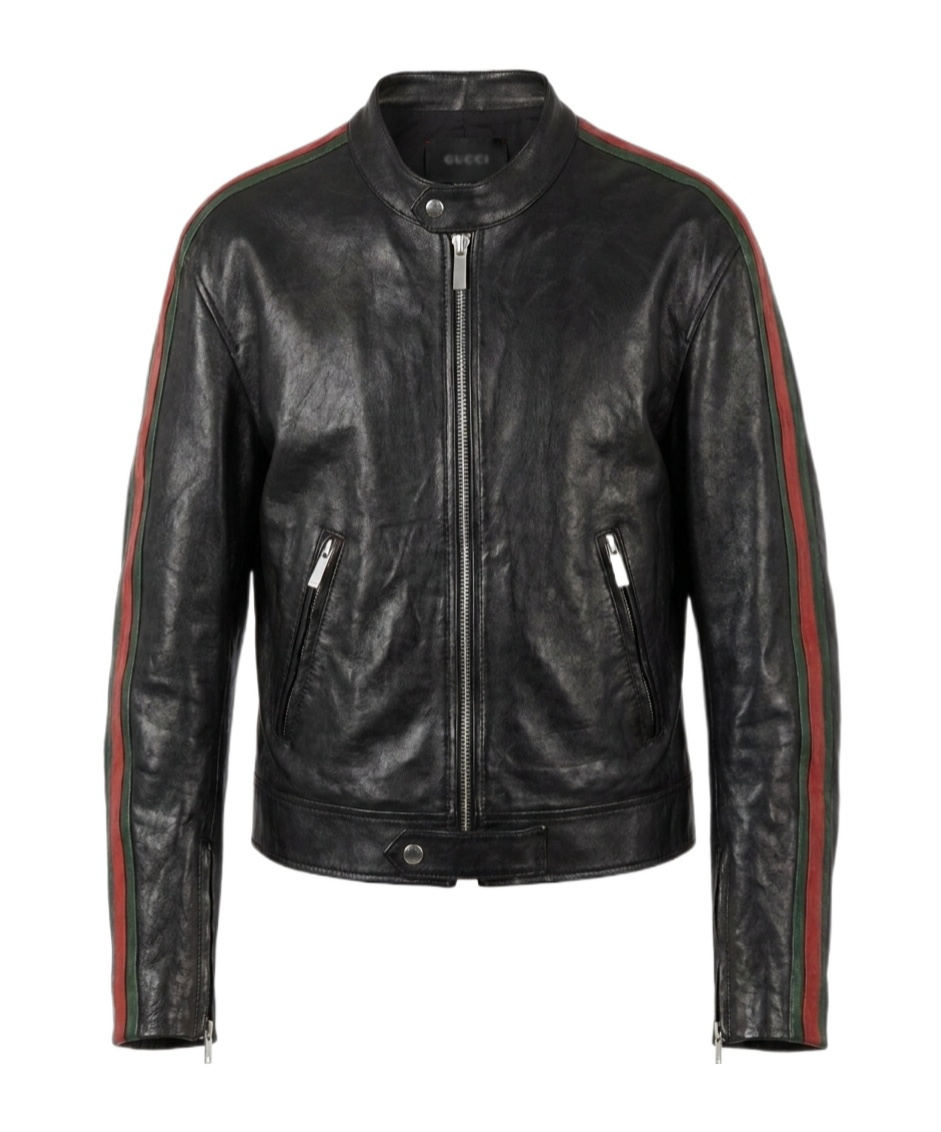 Buffalo leather biker jacket with Web