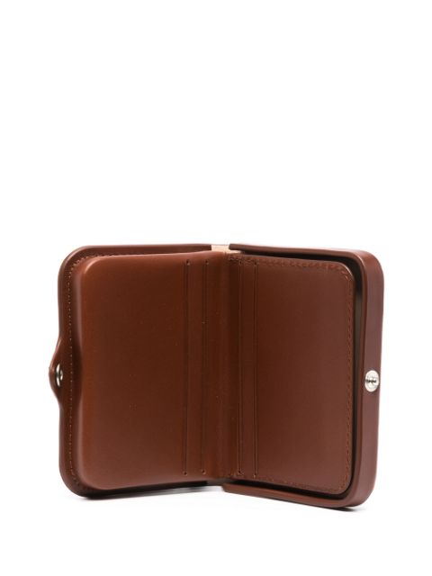 Snap-fastening leather wallet