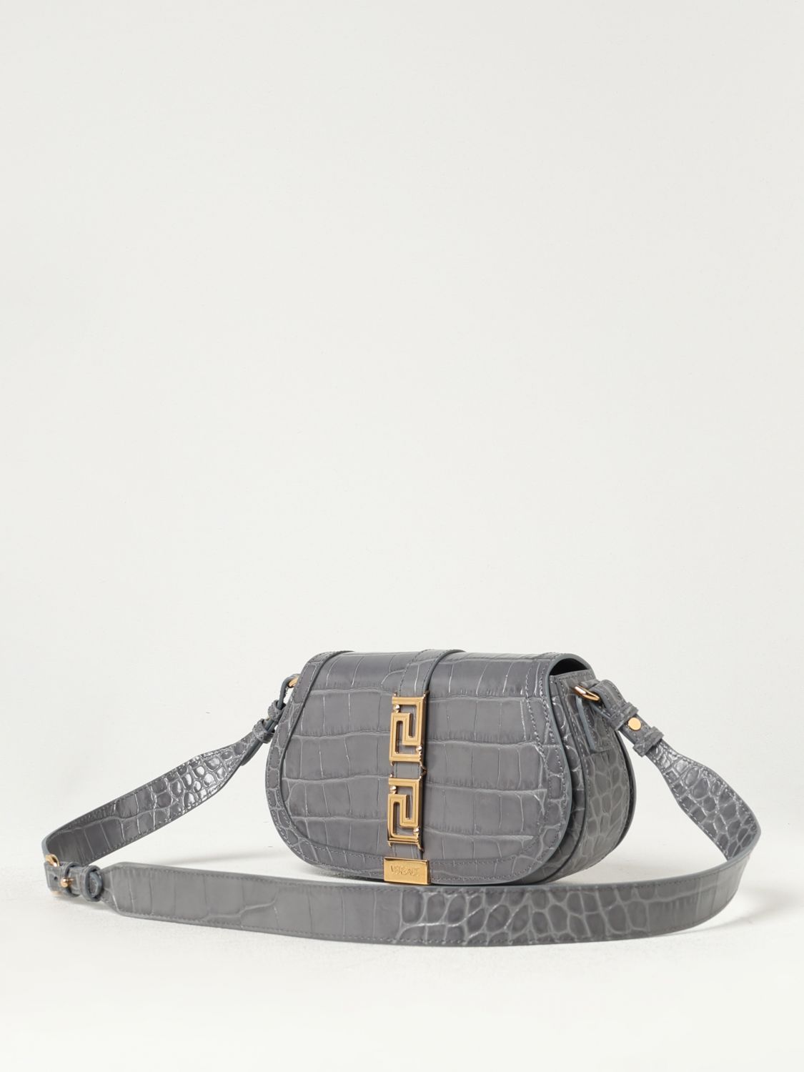 Greca Goddess leather shoulder bag - Black