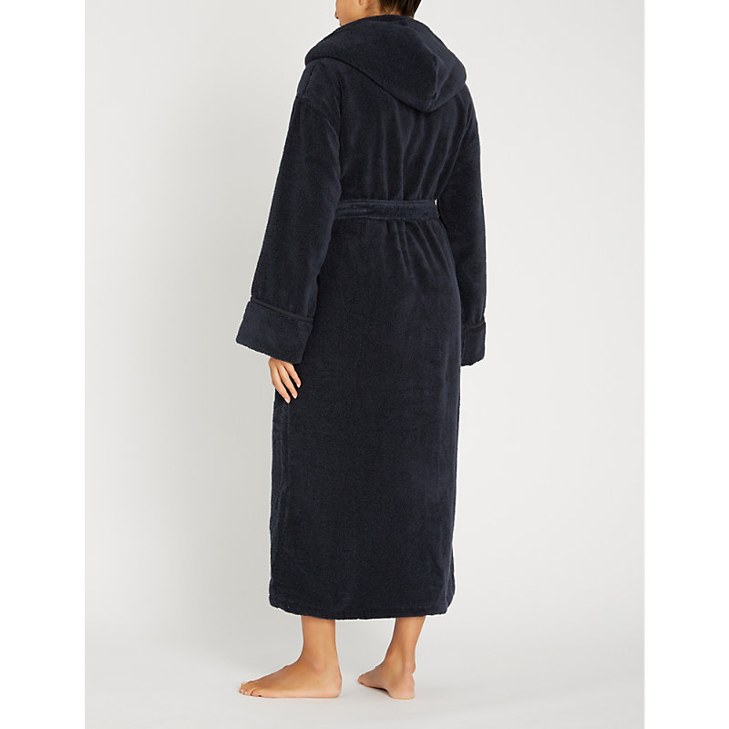 Womens Navy Hooded Hydrocotton Dressing Gown