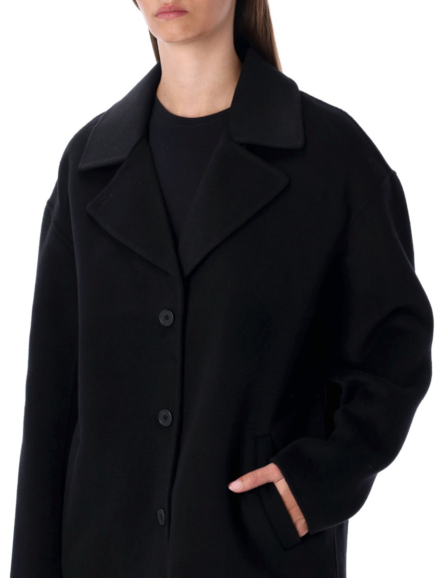 Oversized Black Wool Blend Coat