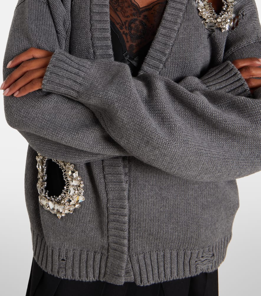 Distressed cotton and cashmere cardigan