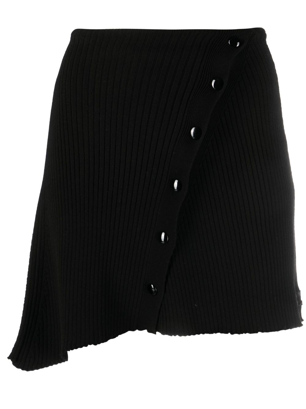 Asymmetric ribbed-knit mini skirt - Black