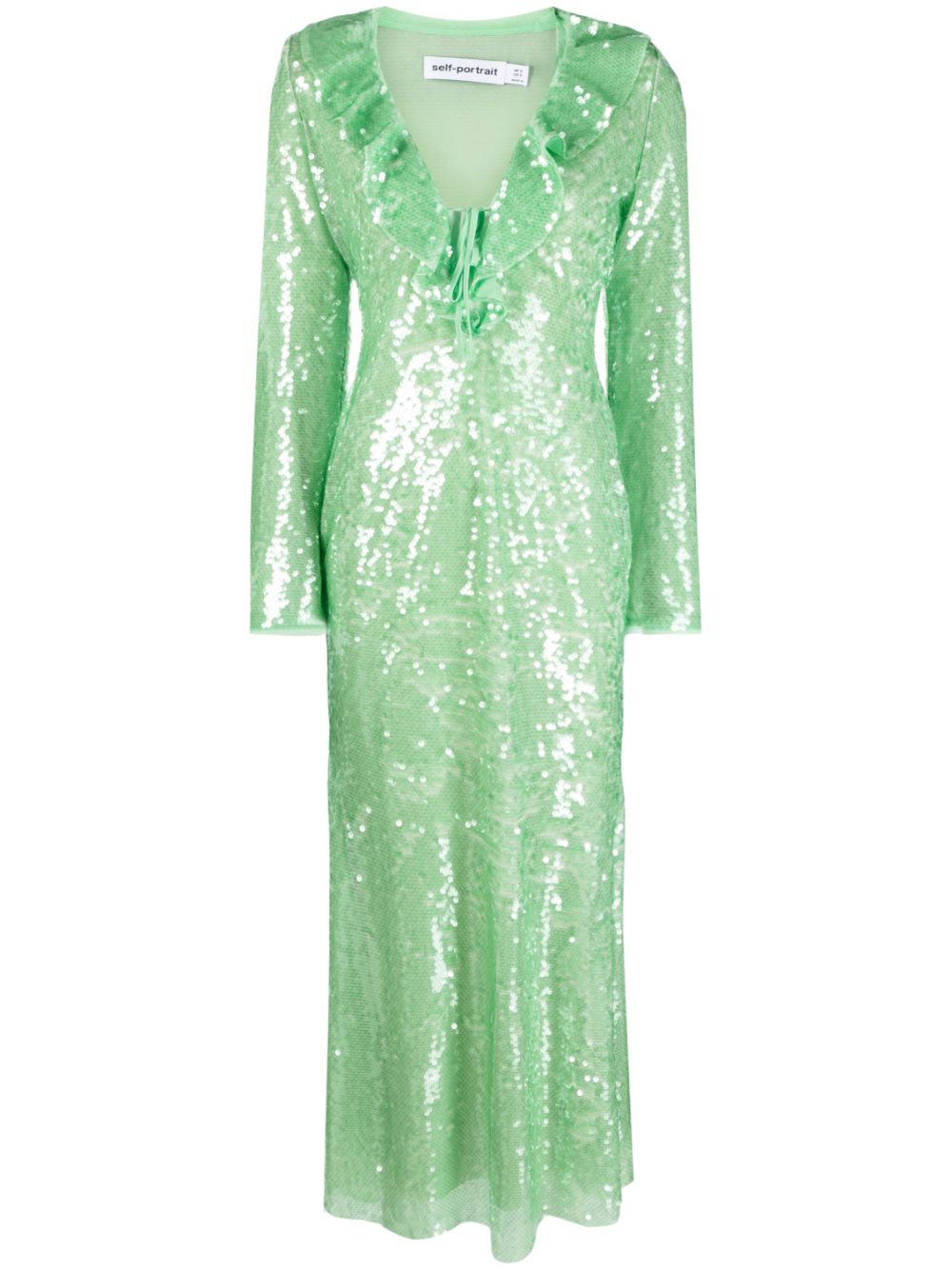 Sequin-embellished V-neck midi dress - Green