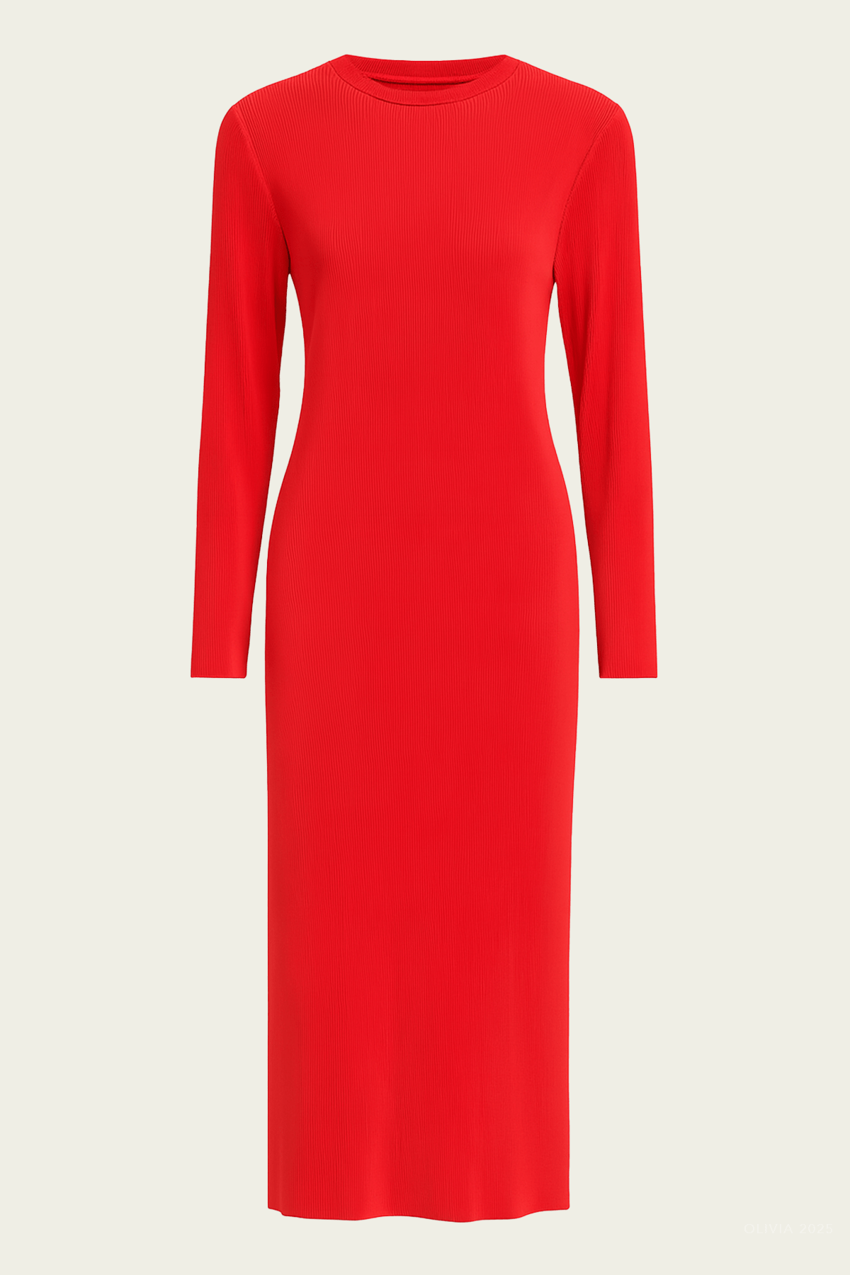 Plissé Midi Dress in Red