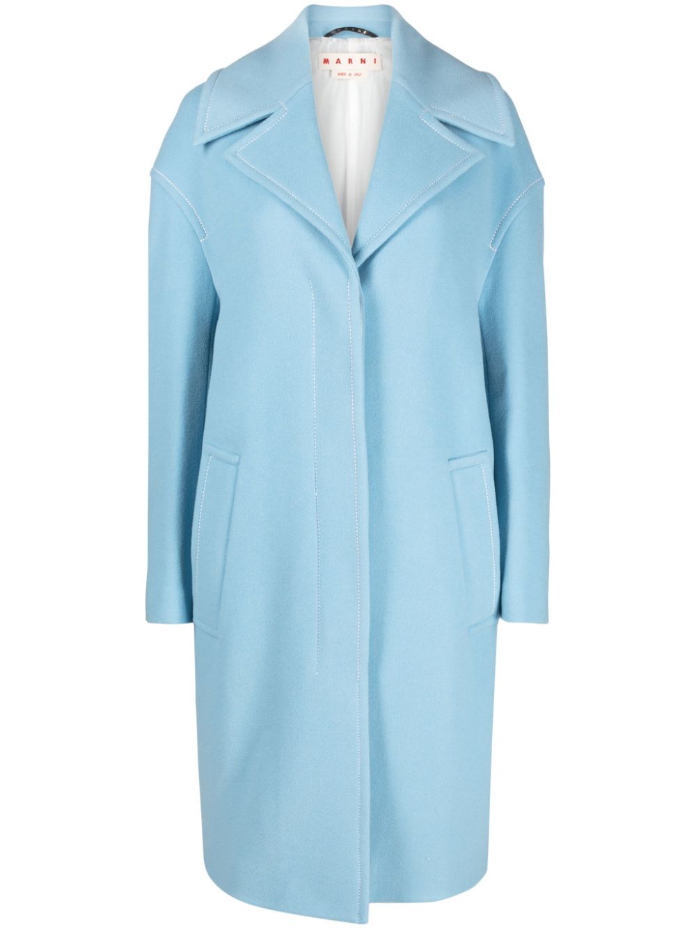 Contrast-stitching single-breasted coat - Blue