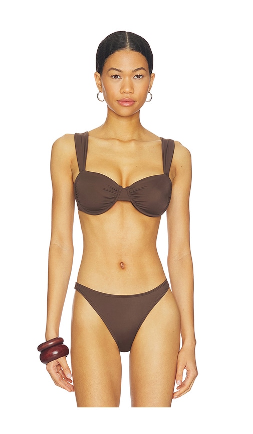 Away That Day Isla Del Sol Bikini Top in Brown. - S also in XS