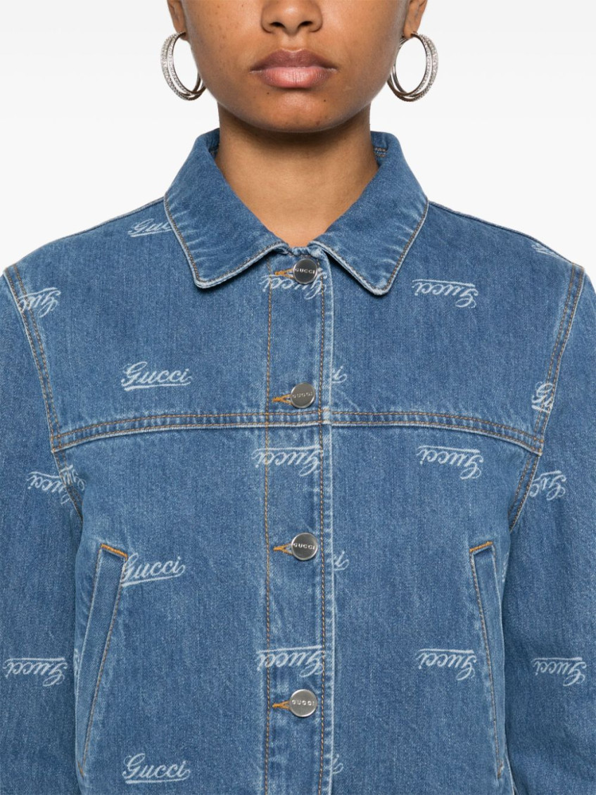 Lasered denim jacket - Blue