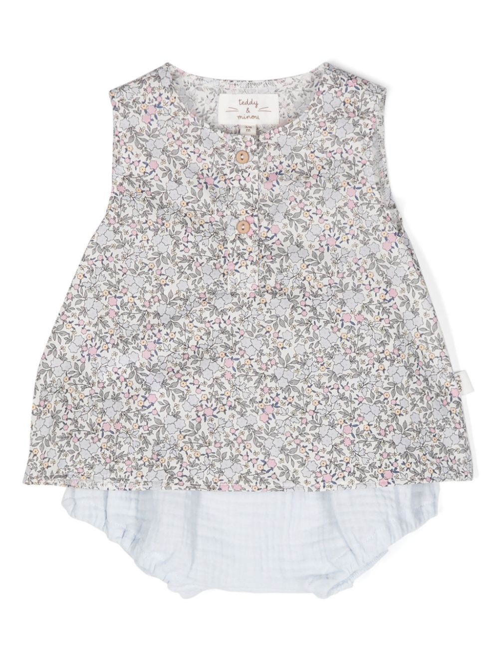Floral-print cotton tank top - Blue