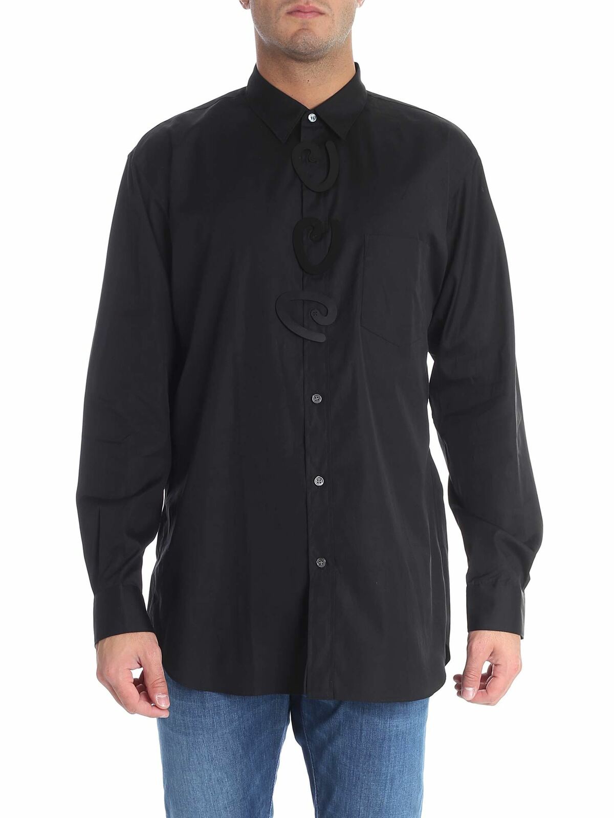 Black shirt with rigid inserts