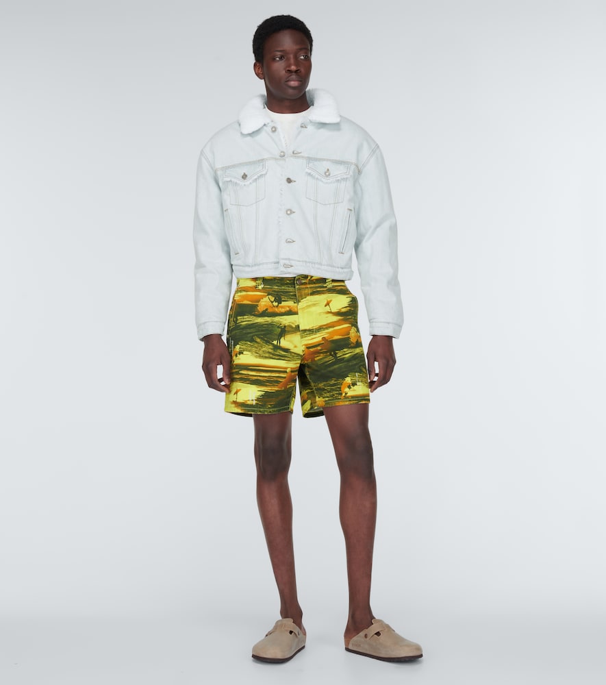 Faux shearling-trimmed denim jacket