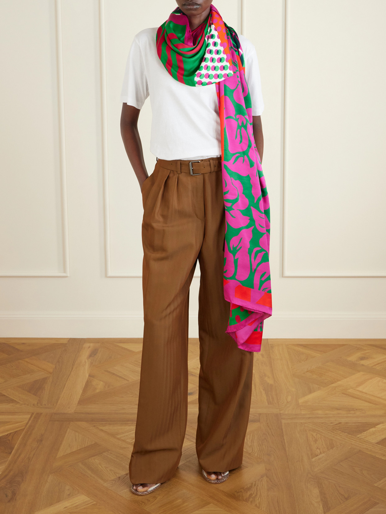 Polka-dot Printed Twill Scarf - Multi