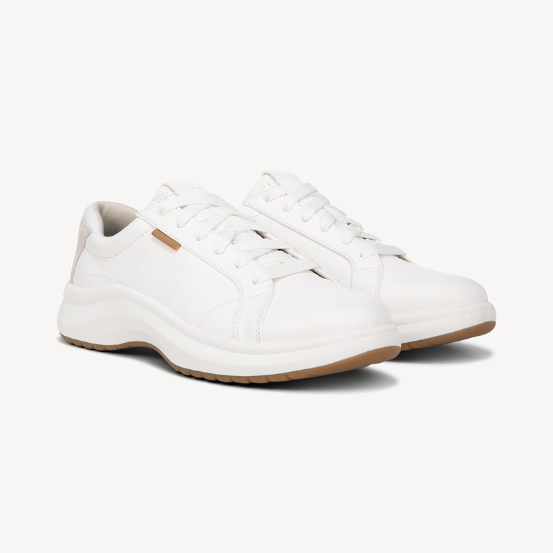 Beyond Comfort Women's Feel Good Plantar FascIItis Lace Up Sneaker Shoes White Leather DRSBC