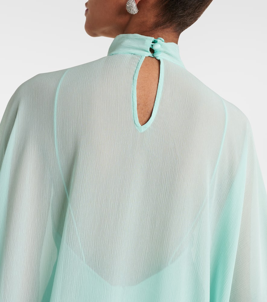 Penelope feather-trimmed silk kaftan