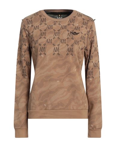 Woman Sweatshirt Camel Size S Cotton, Elastane