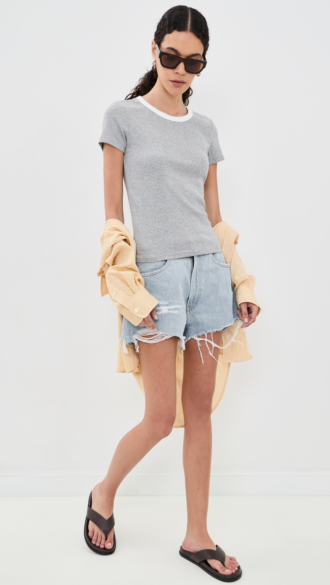 Miley T-Shirt Heather Grey/White