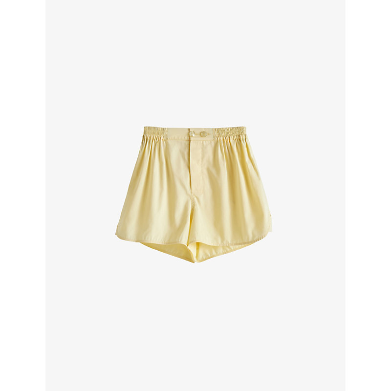 Womens Outline Contrast-Trim Cotton Pyjama Shorts