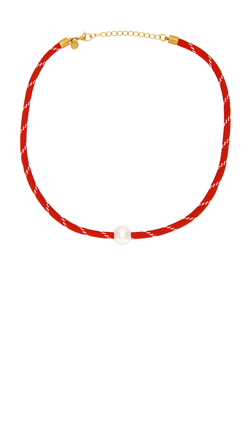 Petit moments Pearl Charm Paracord Necklace in Red