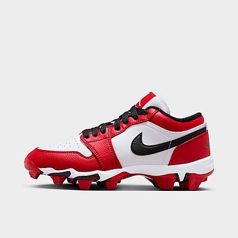 Big Kids Air Retro 1 Low Cleats in White/Black/Gym Red