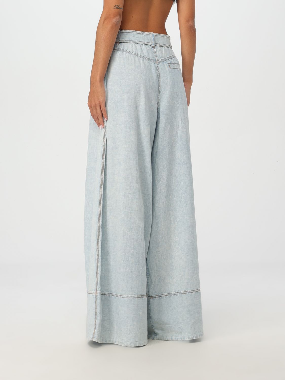 Wide-leg cotton jeans - Blue