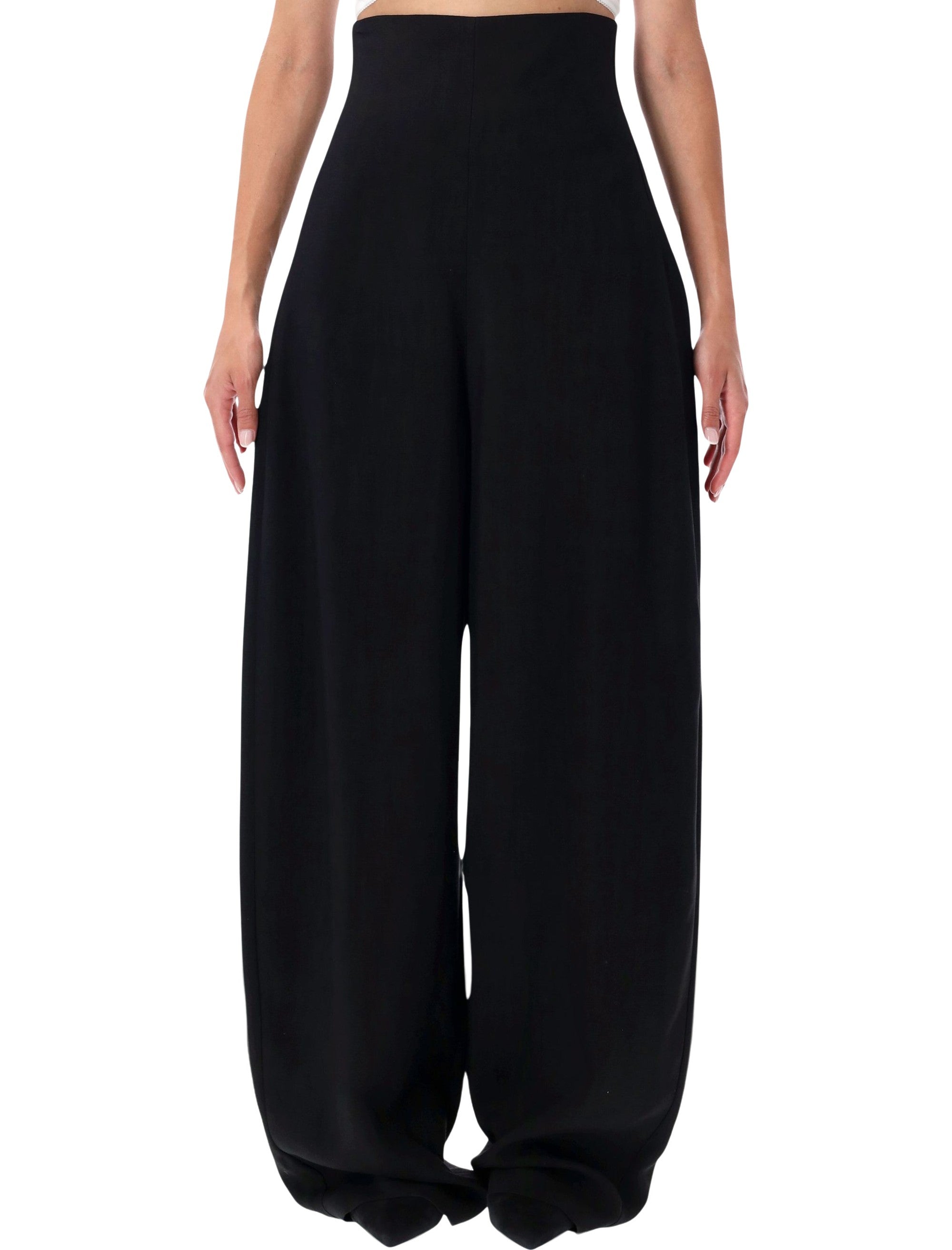 High-Rise Sculptural Wide-Leg Tailored Trousers