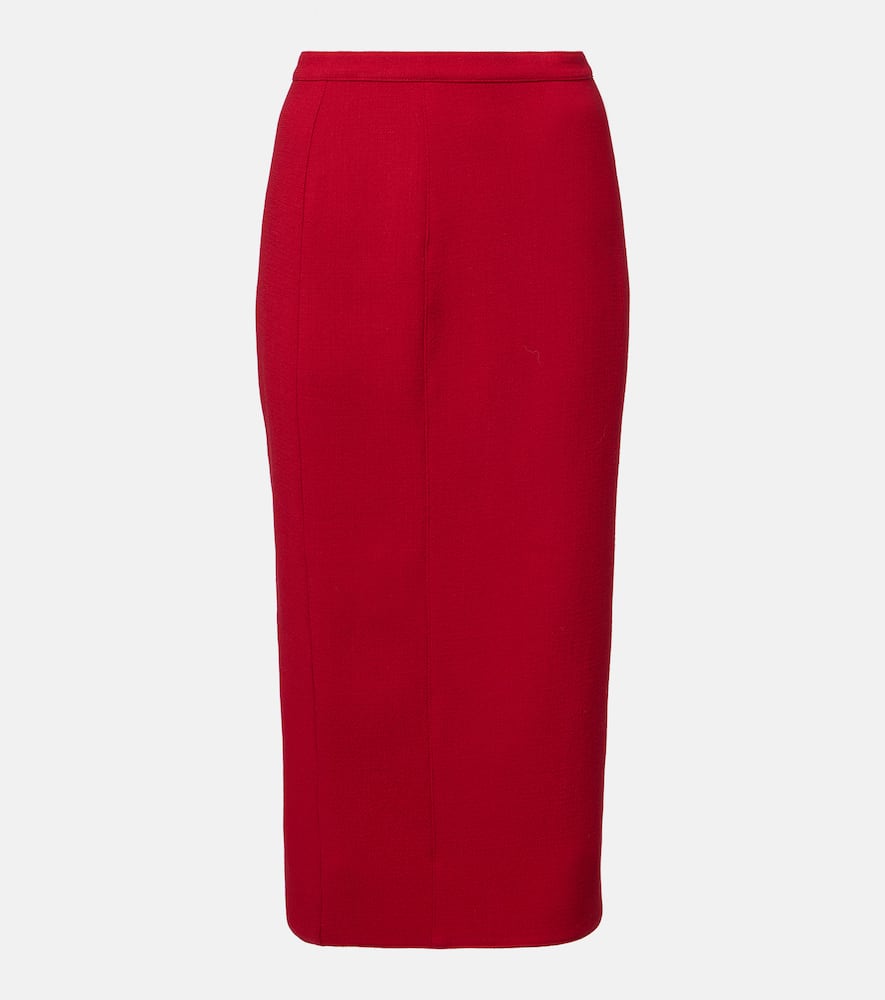 Virgin wool high-rise pencil skirt
