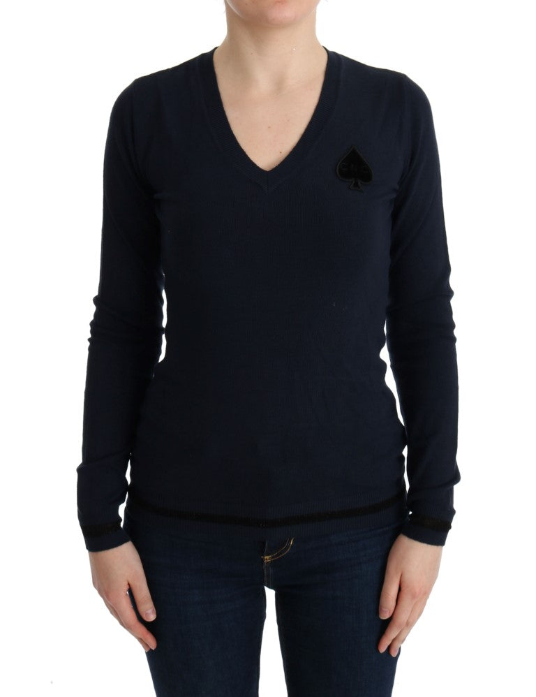 V-Neck Viscose Sweater — Blue