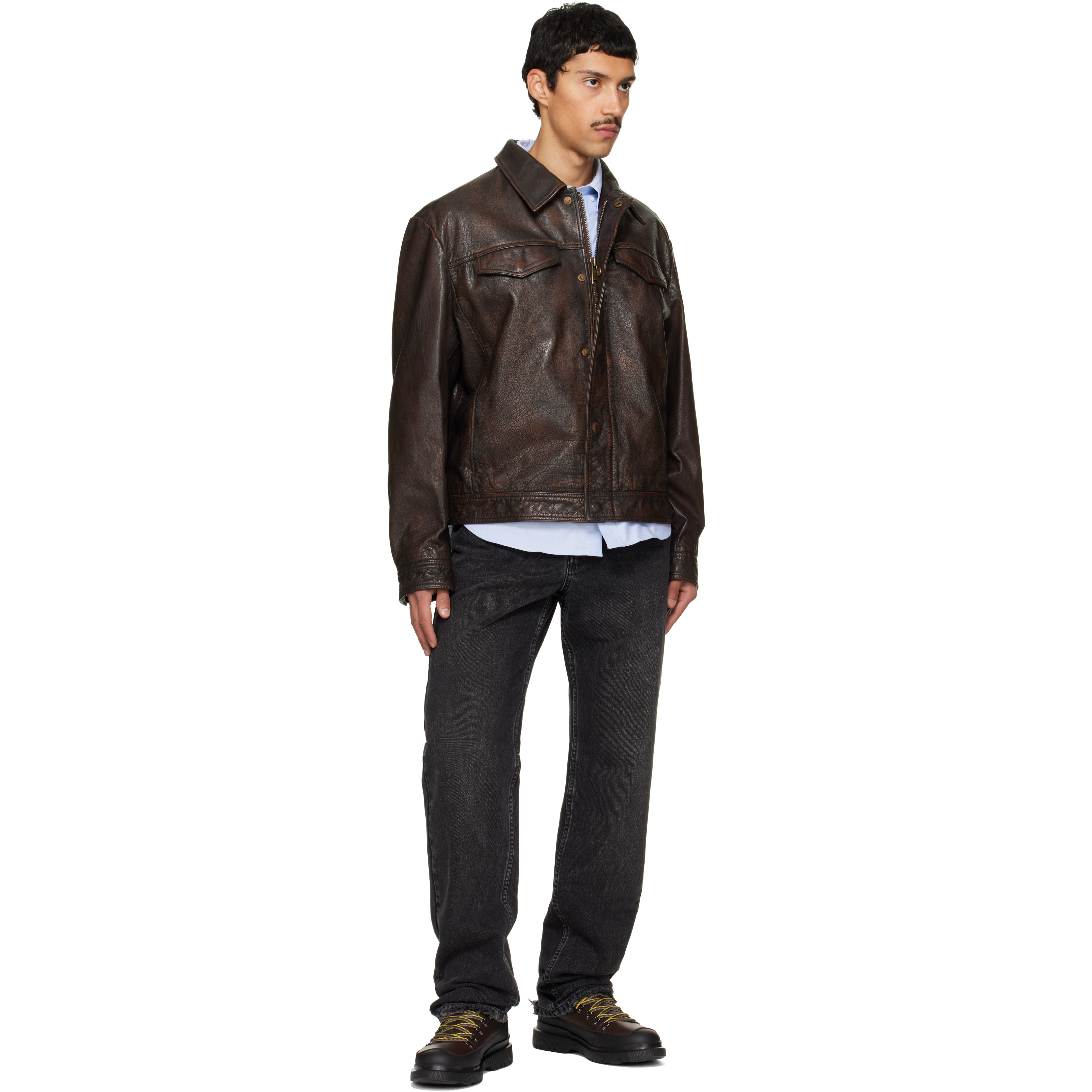 Brown Hiking-Style Leather Boots