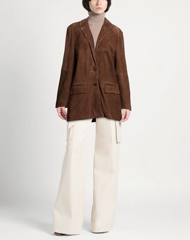 Woman Blazer Brown Size 4 Leather