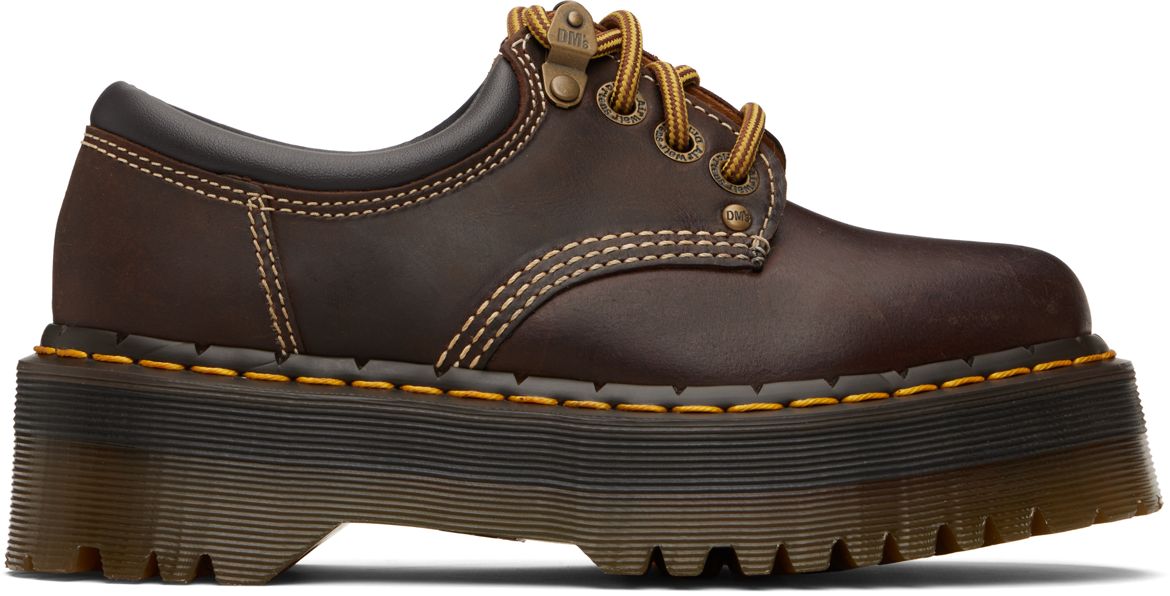 Brown 8053 Arc Leather Platform Casual Derbys