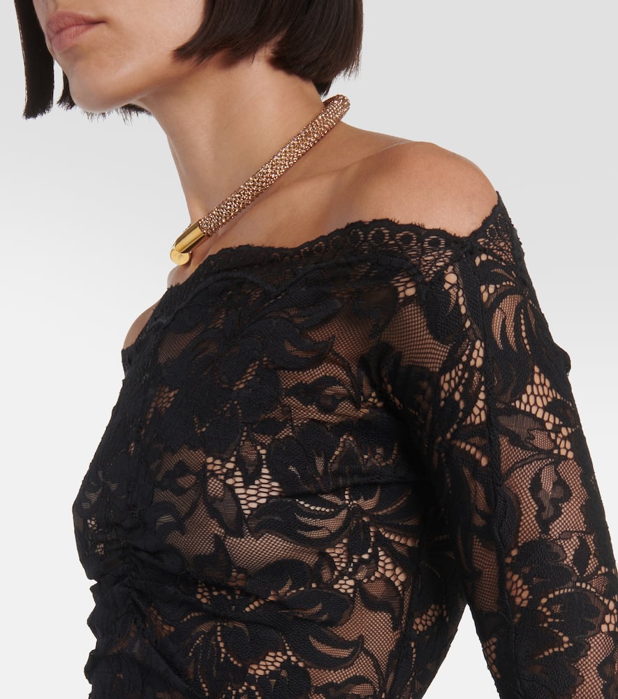 Floral off-shoulder lace minidress