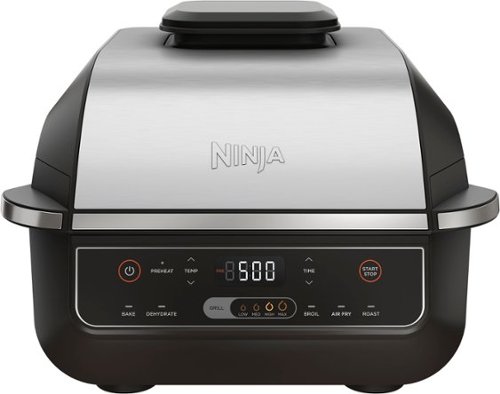 Foodi 6-in-1 Countertop Indoor Grill with 4-quart Air Fryer, Roast, Bake, Broil, Dehydrate - Black/Stainless Steel