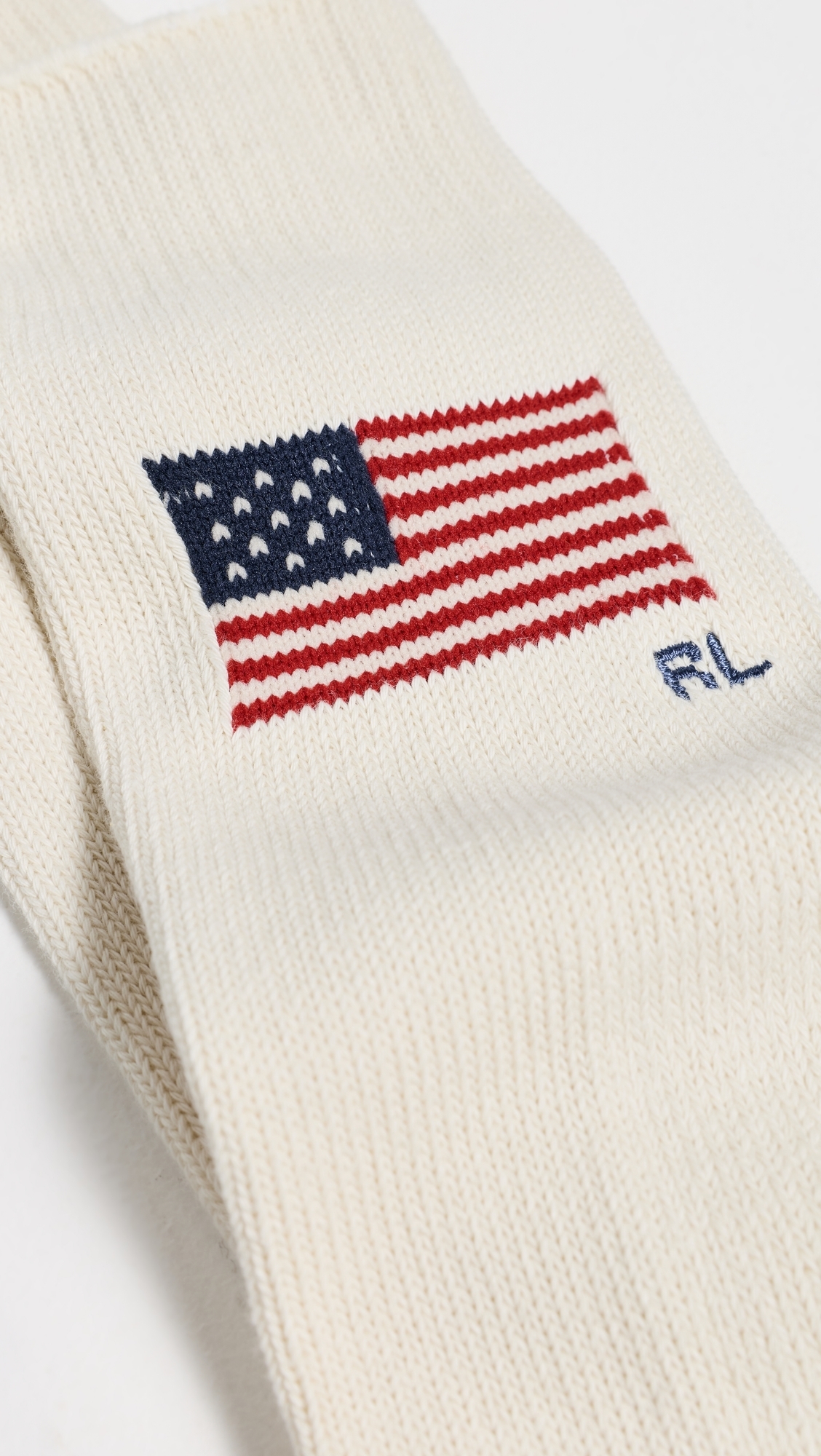 Flag Crew Socks Cream