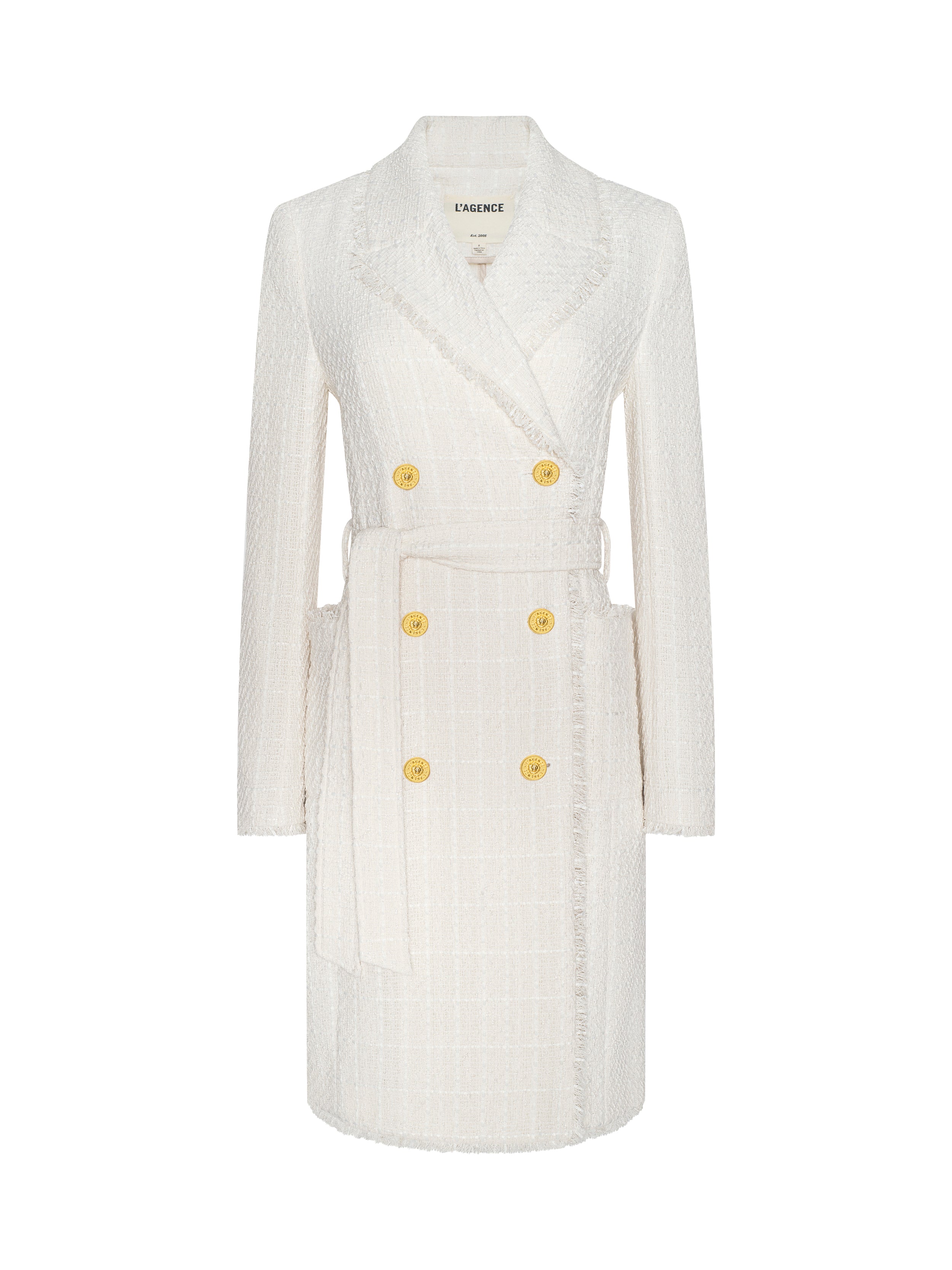 Cooper Tweed Trench Coat In Vintage White