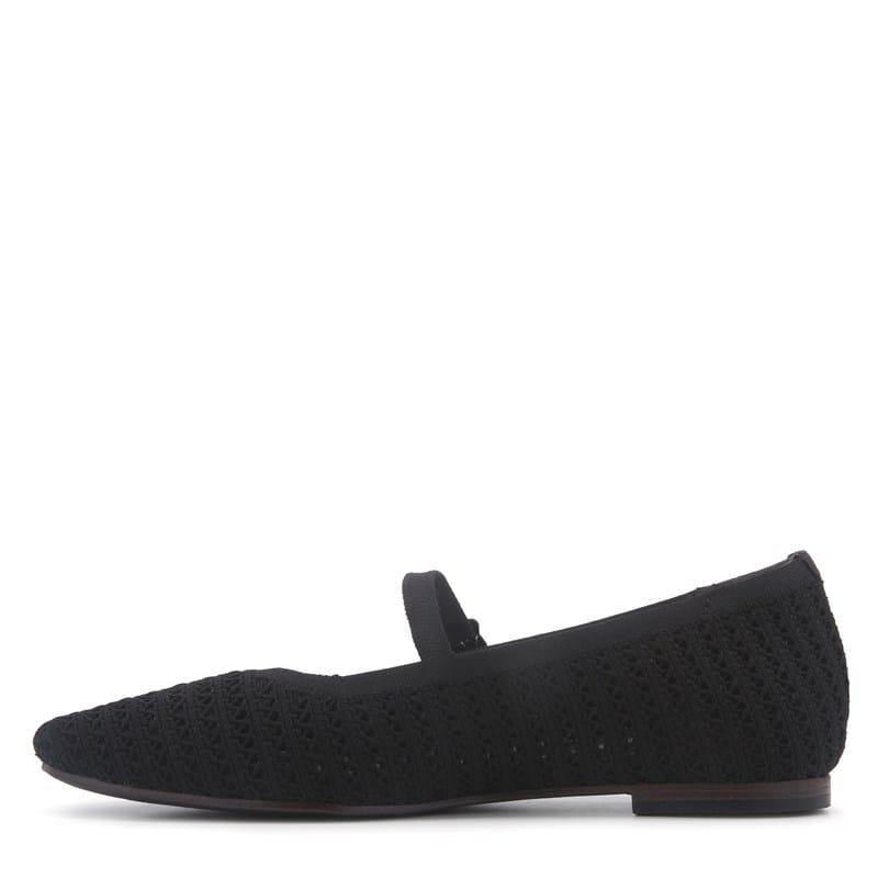 Women's Cleo Snip Knit Mary Jane Ballet Flat Shoes (Black Open Knit)