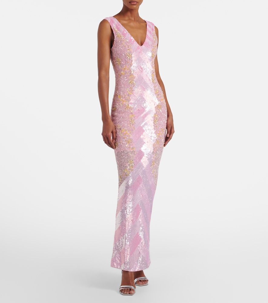 Là Fuori Panorama embellished caped gown
