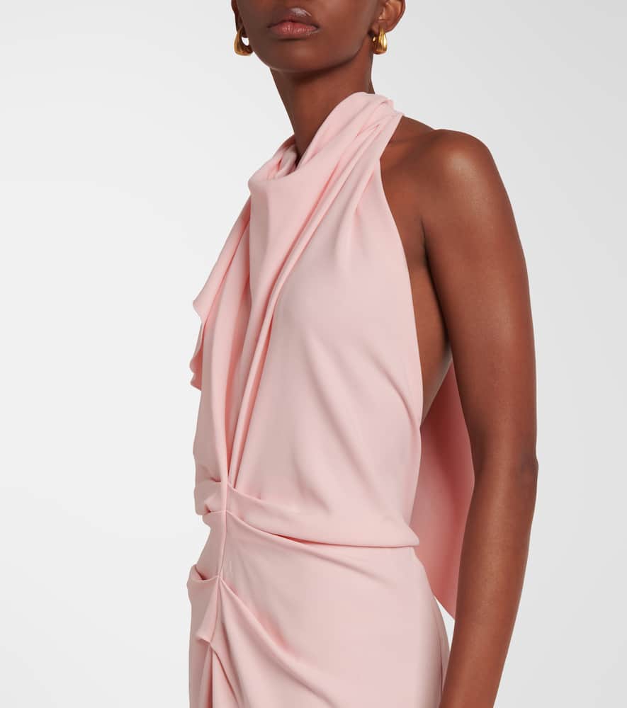 Scarf-detail open-back crêpe midi dress