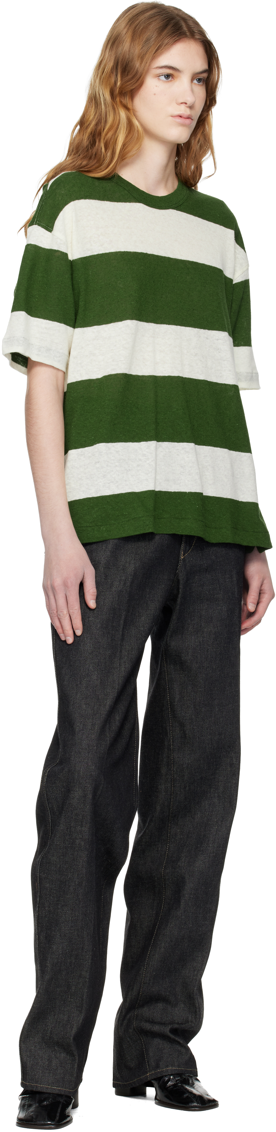 Green & Off-White Triple Stripe T-shirt