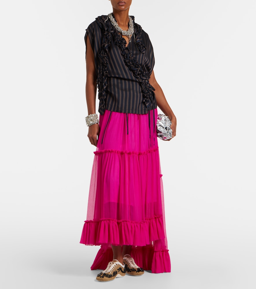 Asymmetric silk muslin skirt