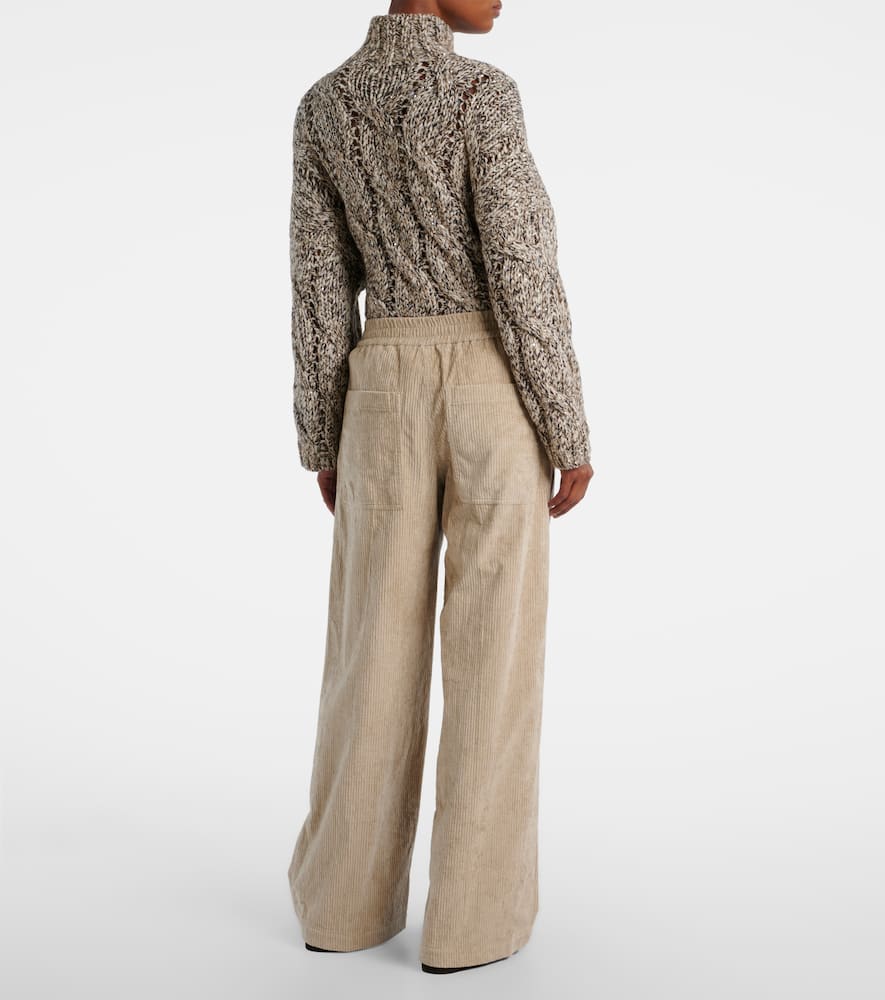 High-rise cotton corduroy wide-leg pants