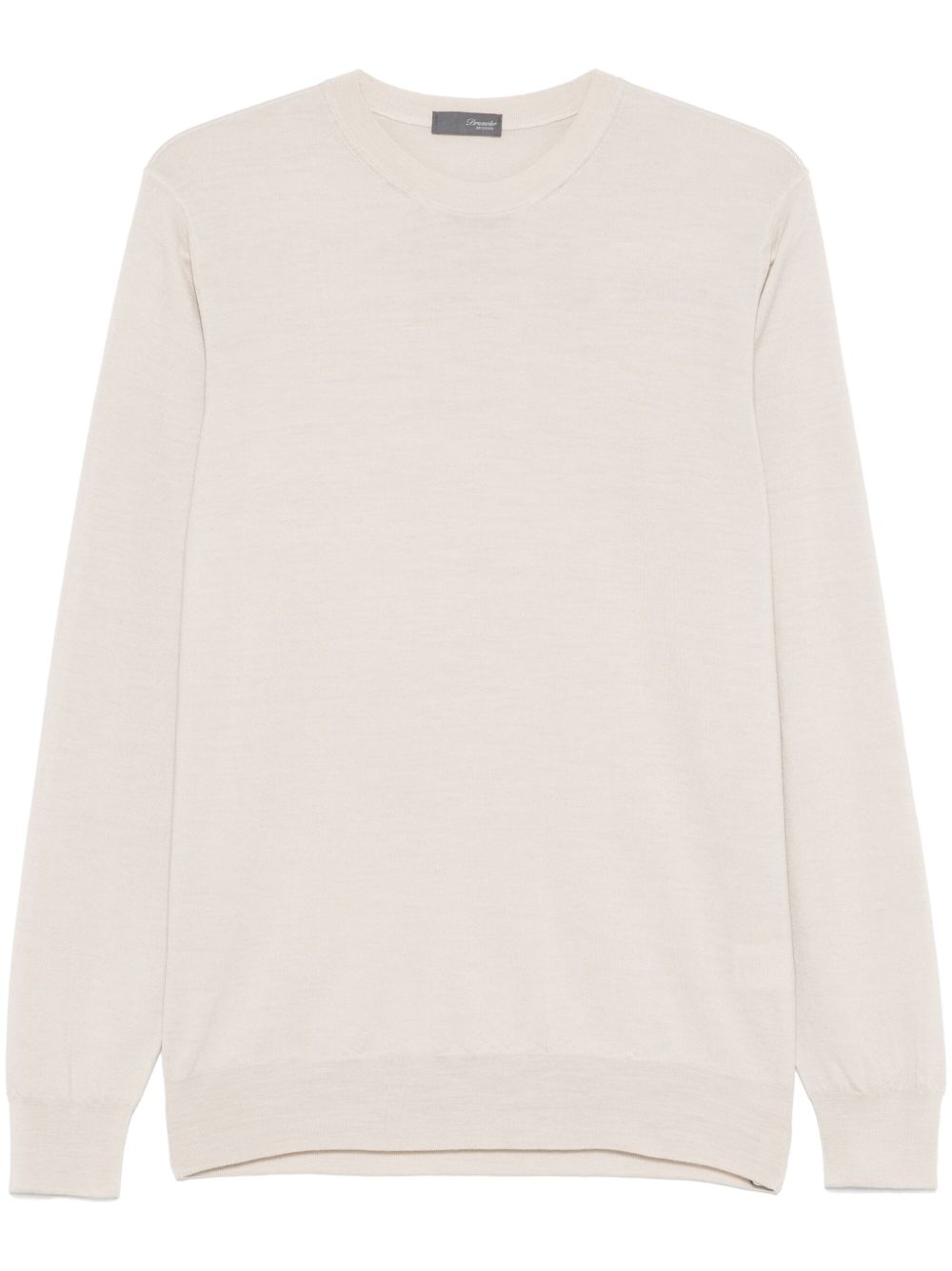 Light Merino Wool Fine Knit Dew Neck Long Sleeve Sweater