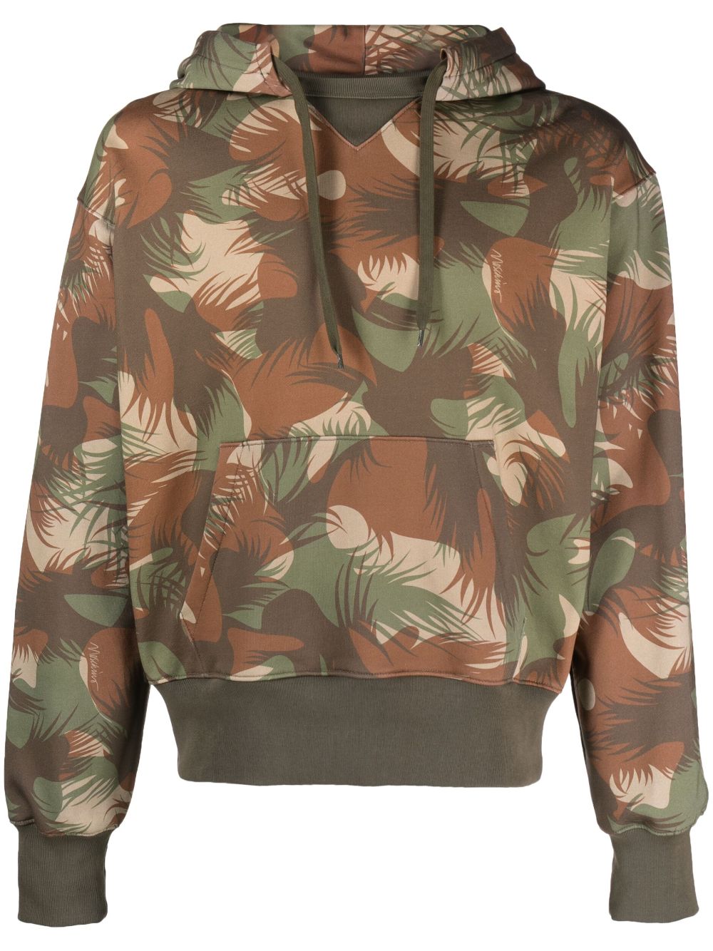 Palm tree-print cotton hoodie - Green
