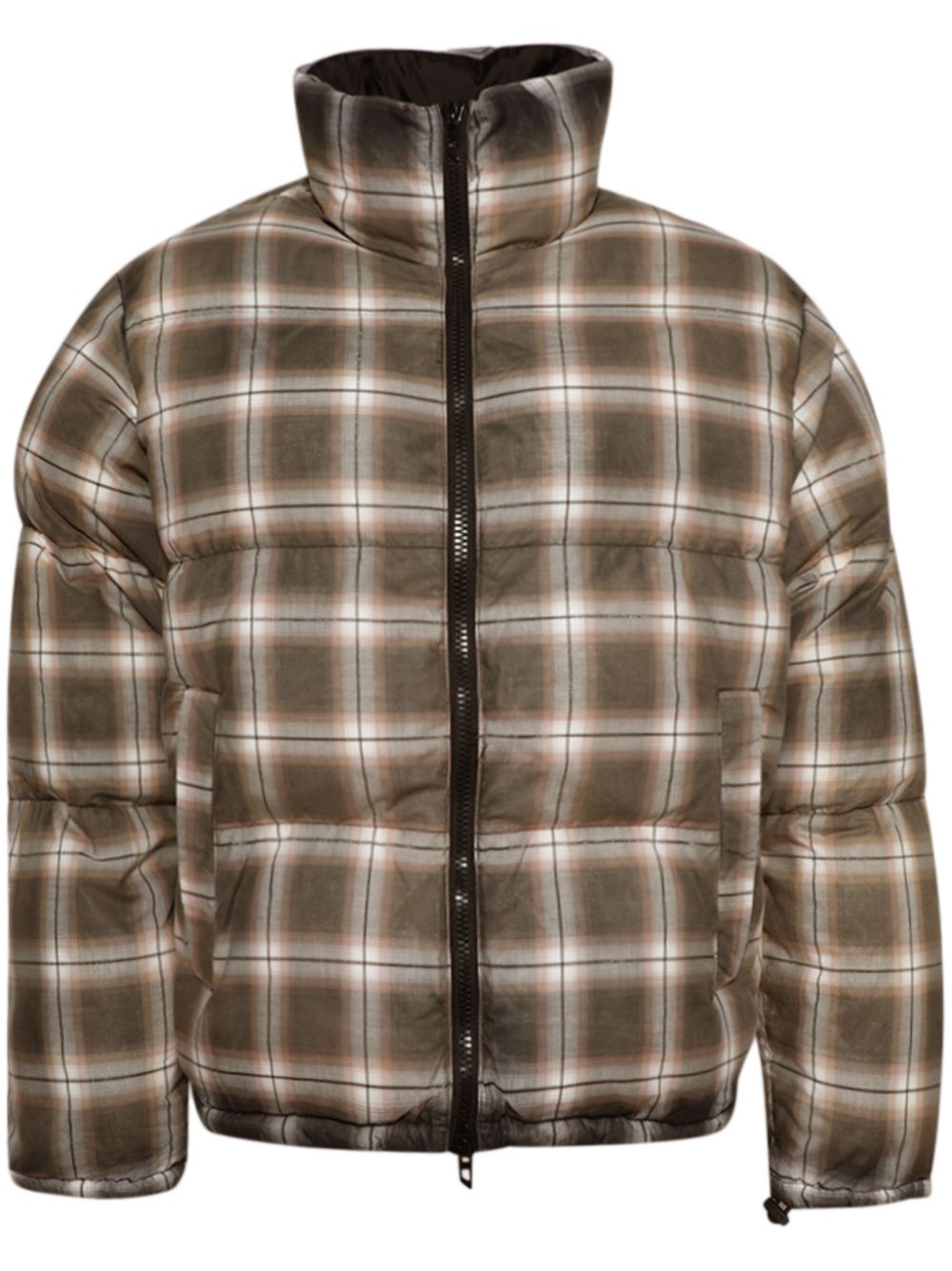 Check-print jacket - Brown