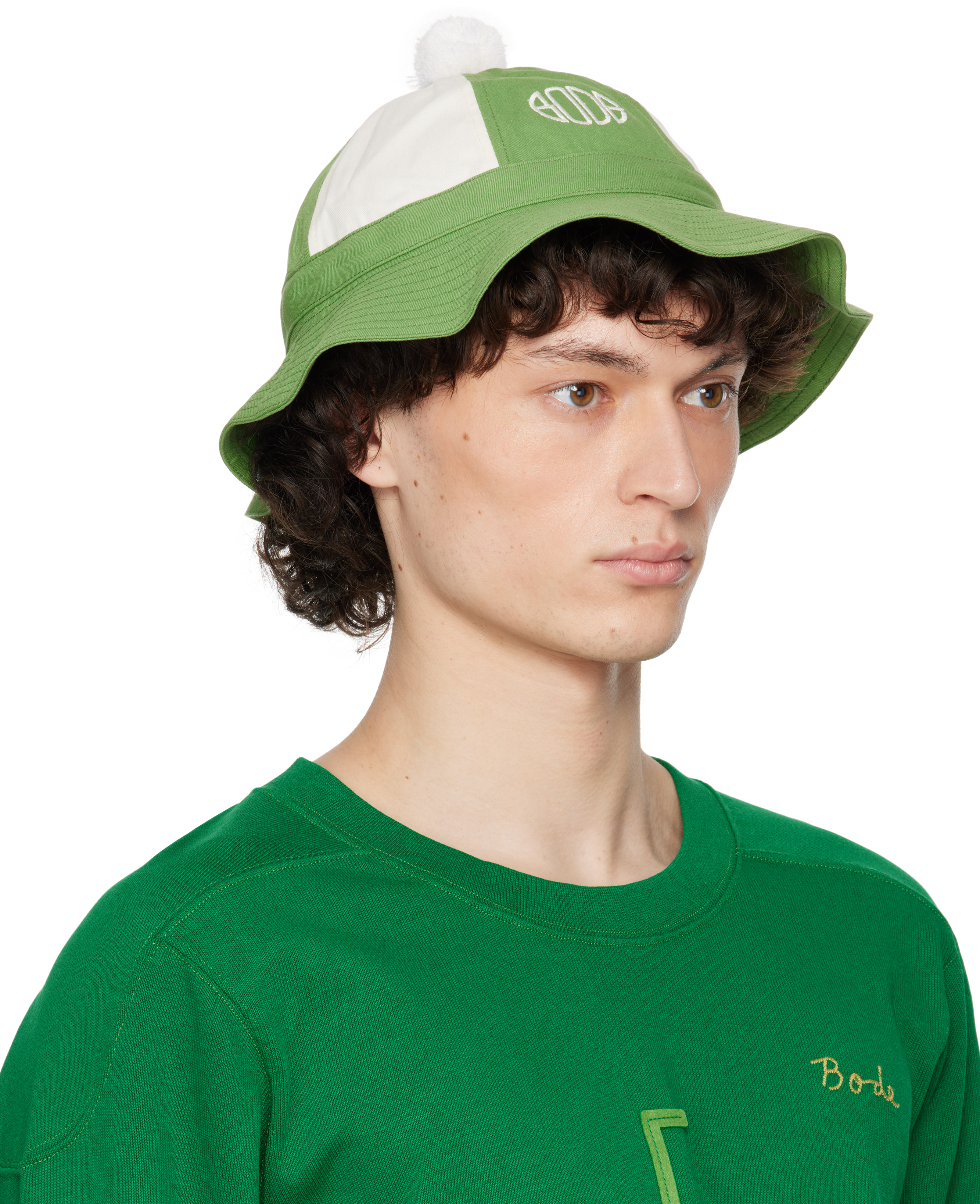 Bode Green & White Paneled Grandfather Bucket Hat