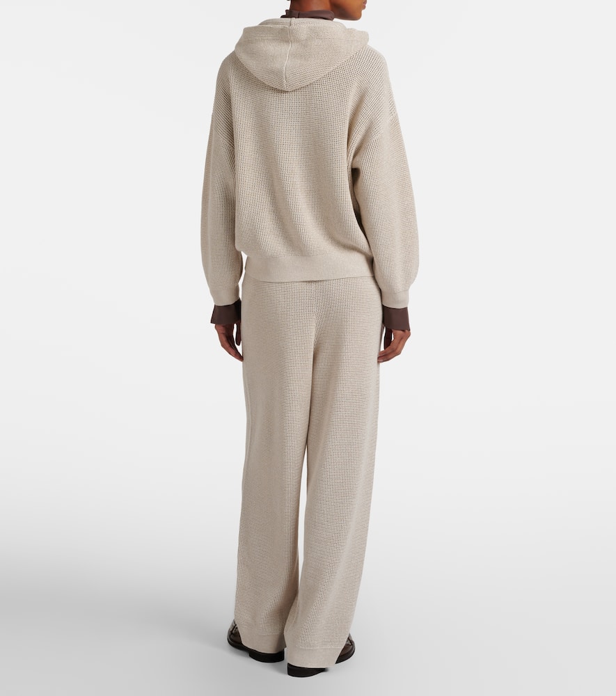 Knitted cotton-blend wide-leg pants